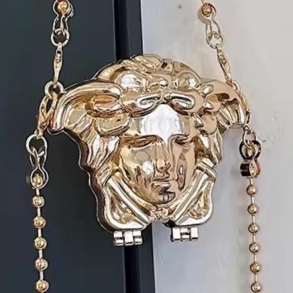 Gold Medusa Head Bag Charm Keychain - Women Accessories